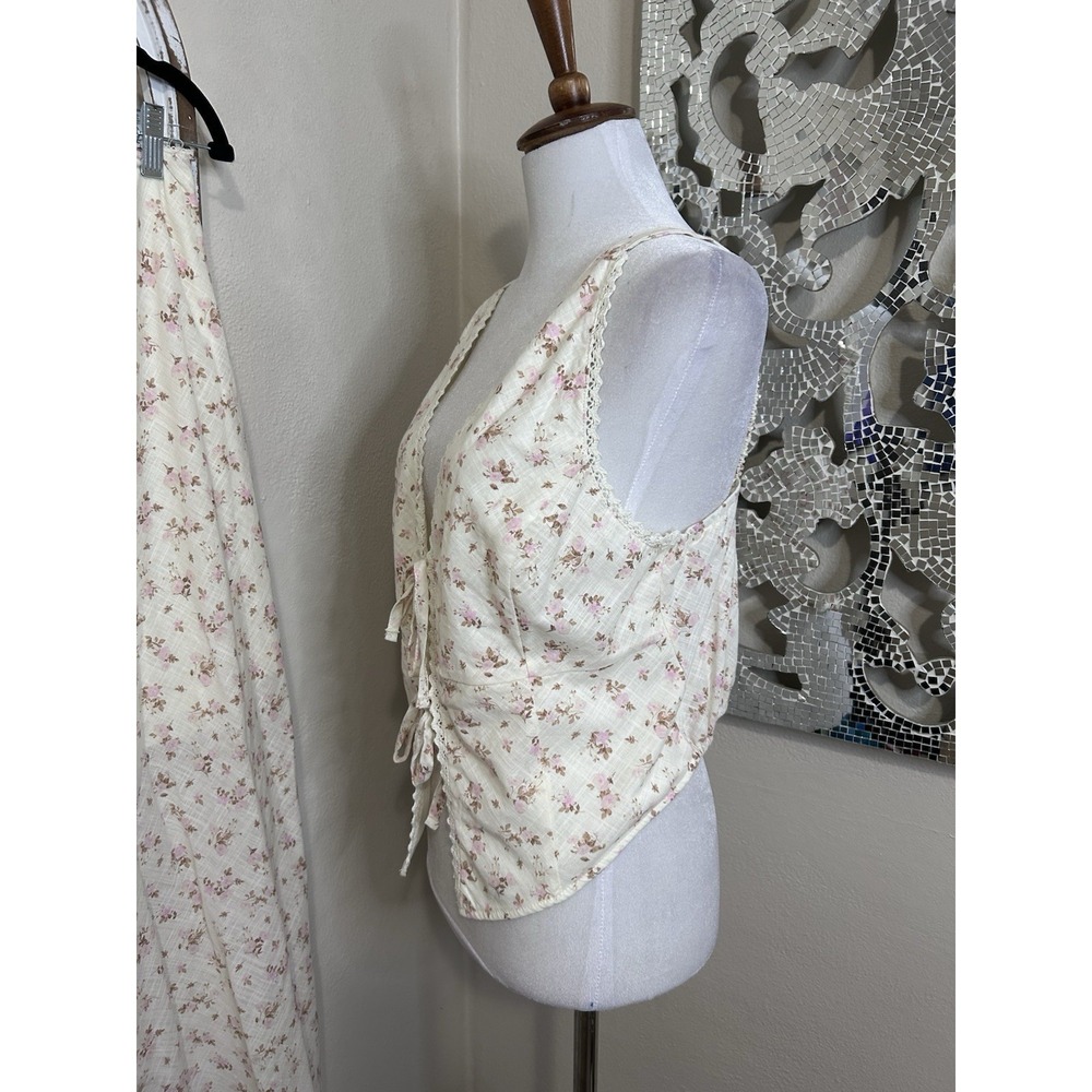 Pink Rose MEDIUM Floral Cottagecore Split Front Coquette Milkmaid Set Skirt *084 - Picture 5 of 11